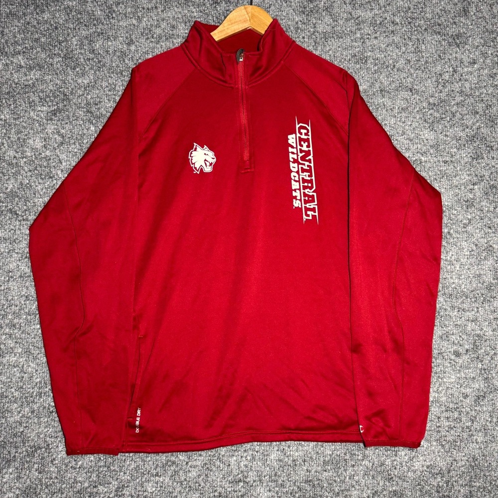 Central Washington Wildcats 1/4 Zip Pullover Sweatshirt Champion Red Mens Sz XXL